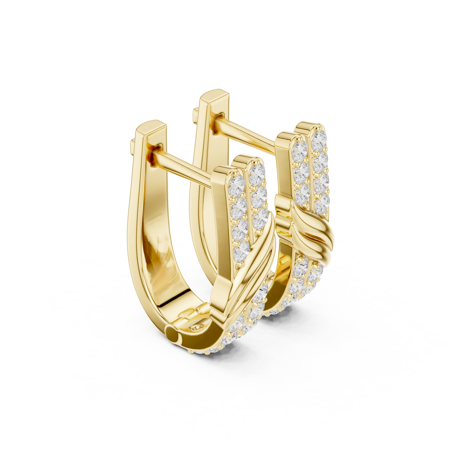 Round Cut Lab Grown Diamond Hoop Earrings in Yellow Gold
