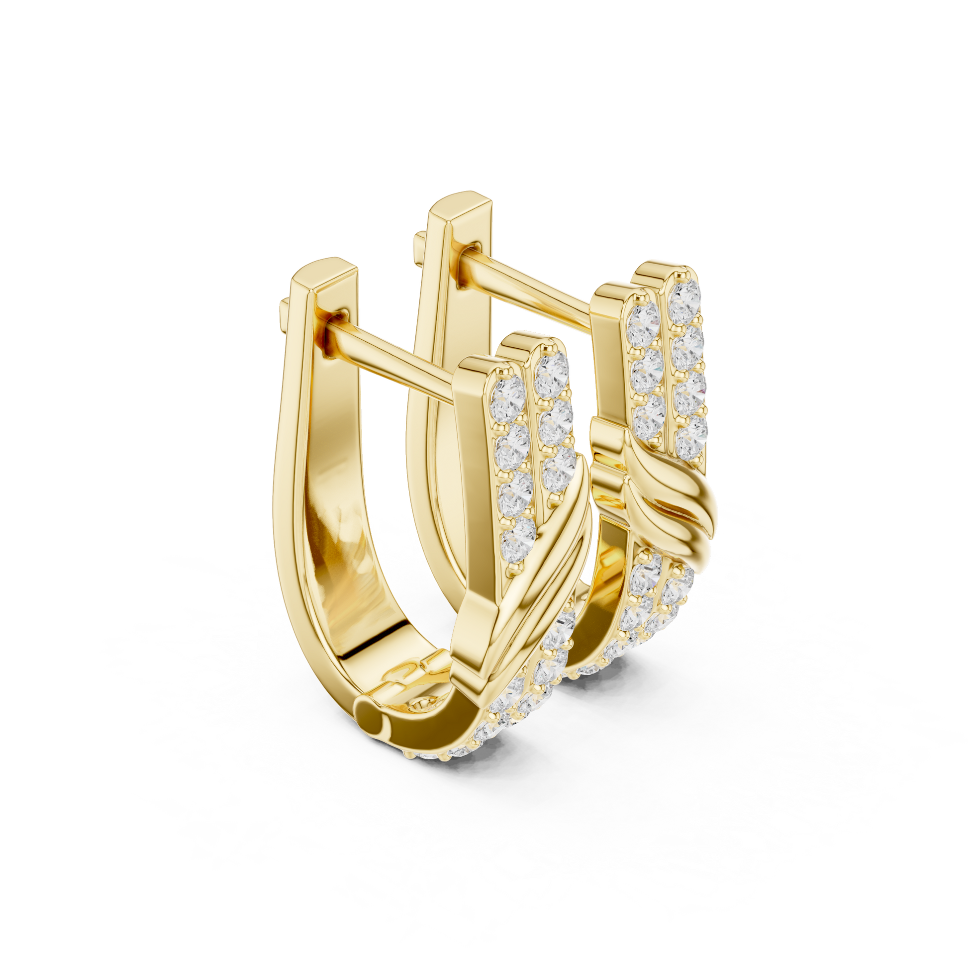 Round Cut Lab Grown Diamond Hoop Earrings in Yellow Gold