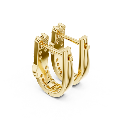 Round Cut Lab Grown Diamond Hoop Earrings in Yellow Gold