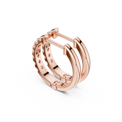 Round Cut Lab Grown Diamond Hoop Earrings in Rose Gold