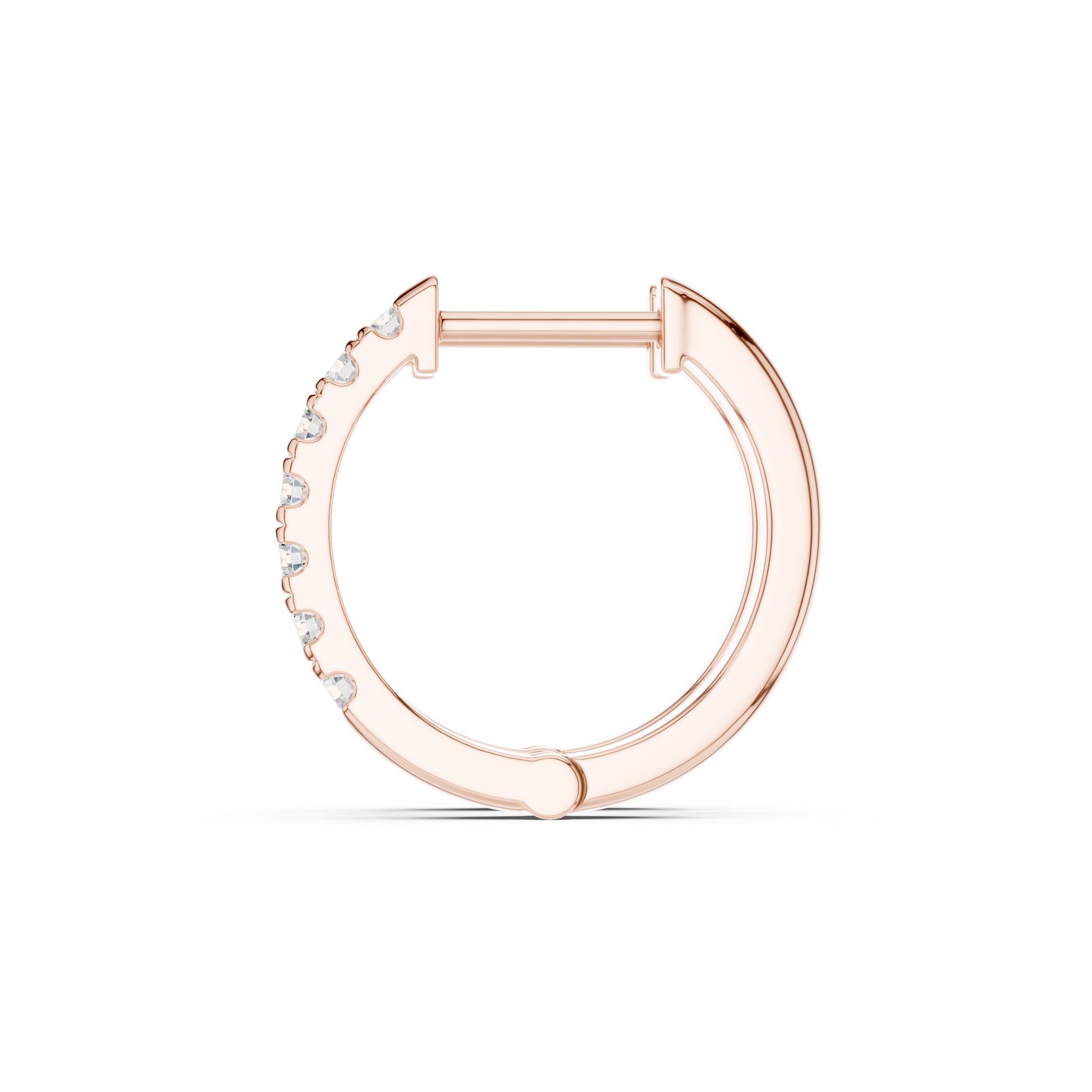 Round Cut Lab Grown Diamond Hoop Earrings in Rose Gold