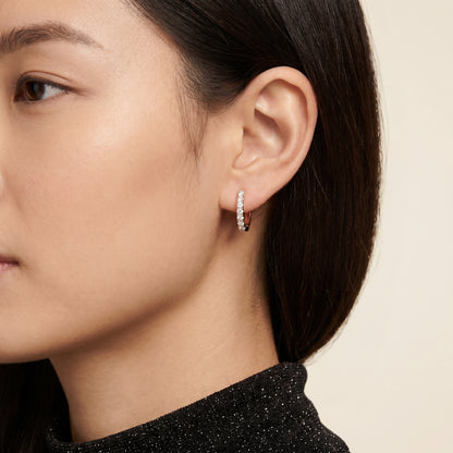 Round Cut Lab Grown Diamond Hoop Earrings in Rose Gold