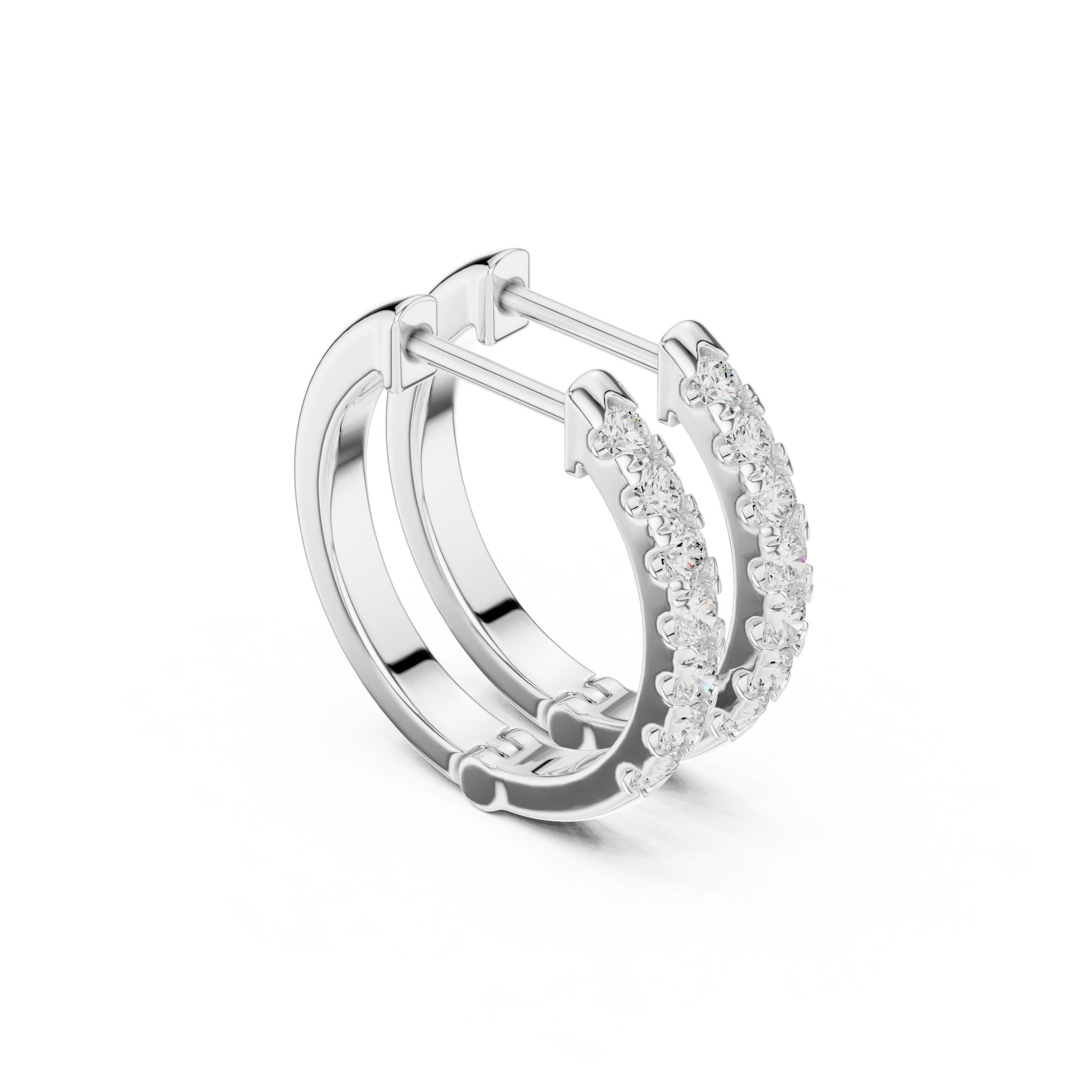 Round Cut Lab Grown Diamond Hoop Earrings in Platinum