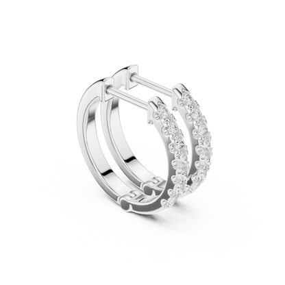 Round Cut Lab Grown Diamond Hoop Earrings in Platinum