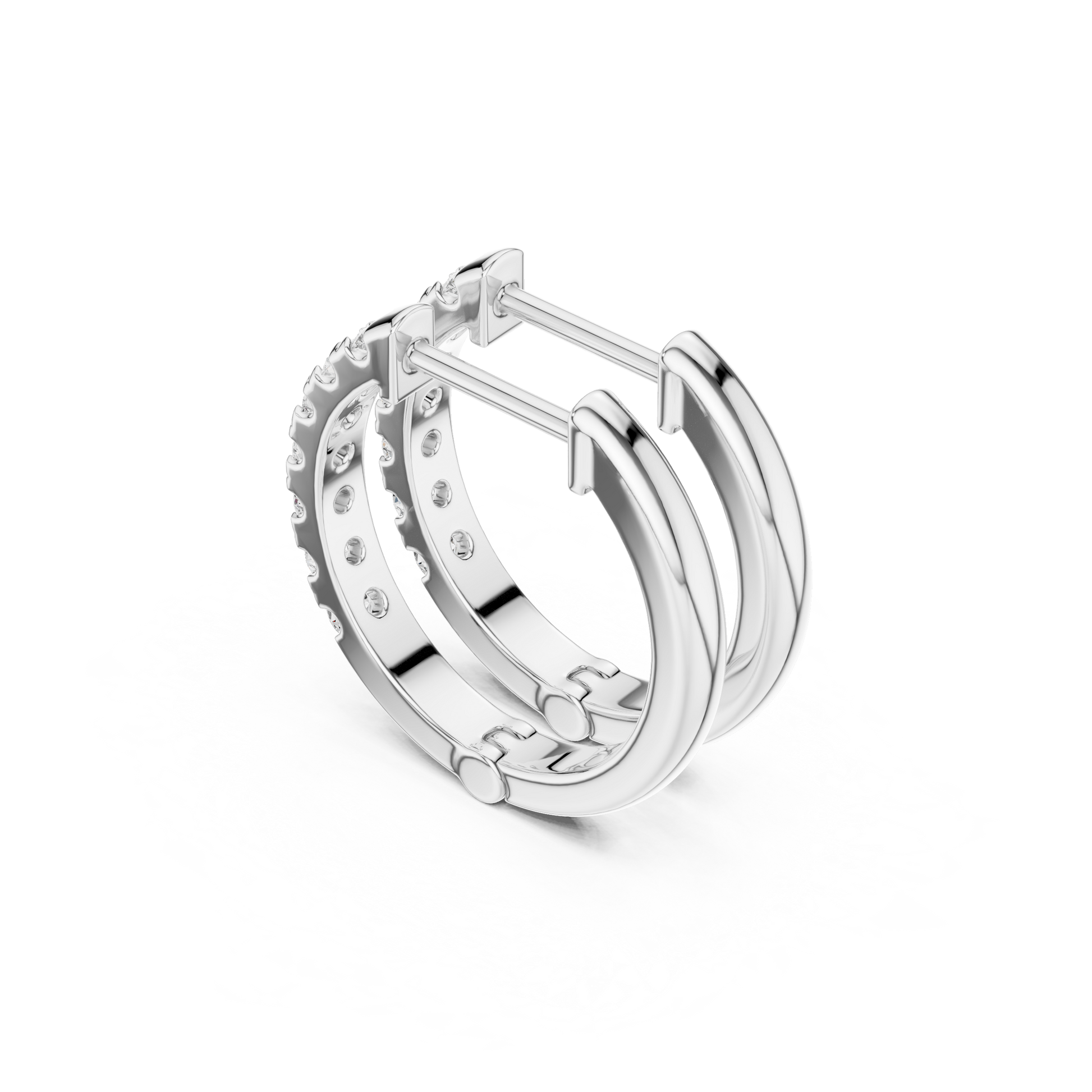 Round Cut Lab Grown Diamond Hoop Earrings in White Gold