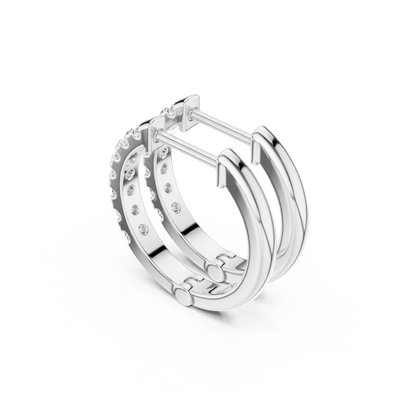 Round Cut Lab Grown Diamond Hoop Earrings in Platinum