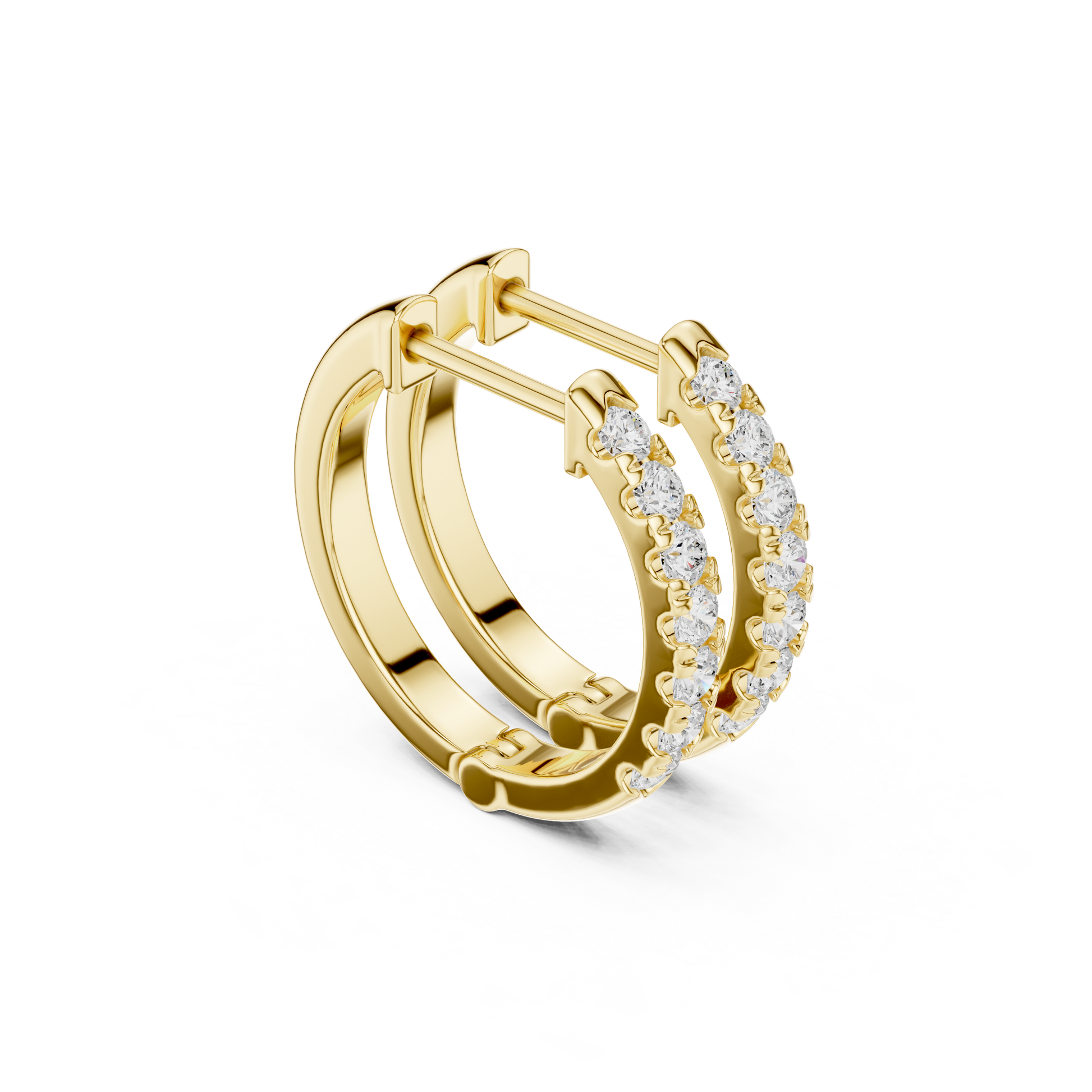 Round Cut Lab Grown Diamond Hoop Earrings in Yellow Gold
