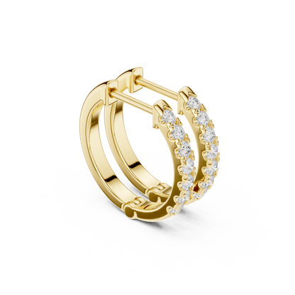 Round Cut Lab Grown Diamond Hoop Earrings in Yellow Gold