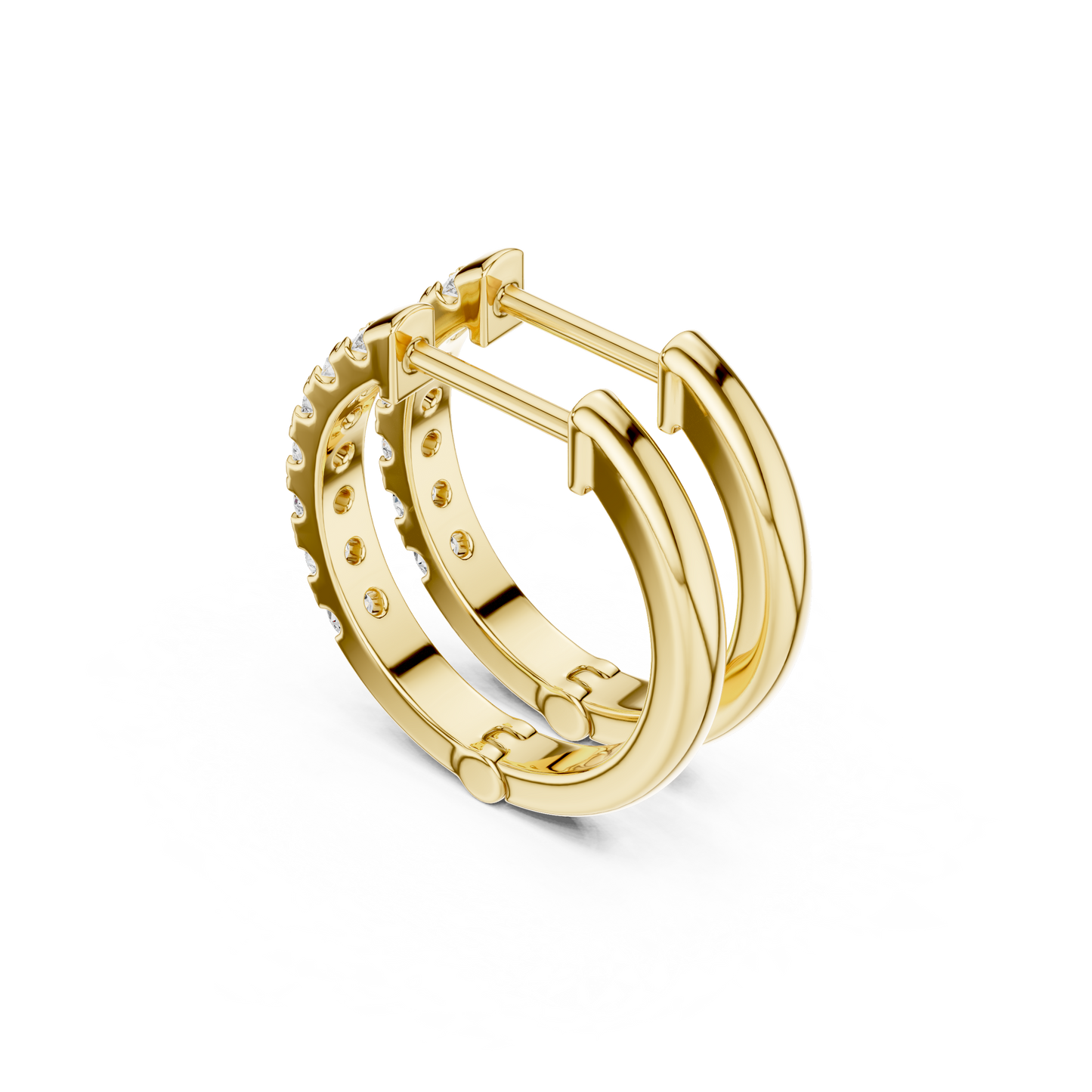 Round Cut Lab Grown Diamond Hoop Earrings in Yellow Gold