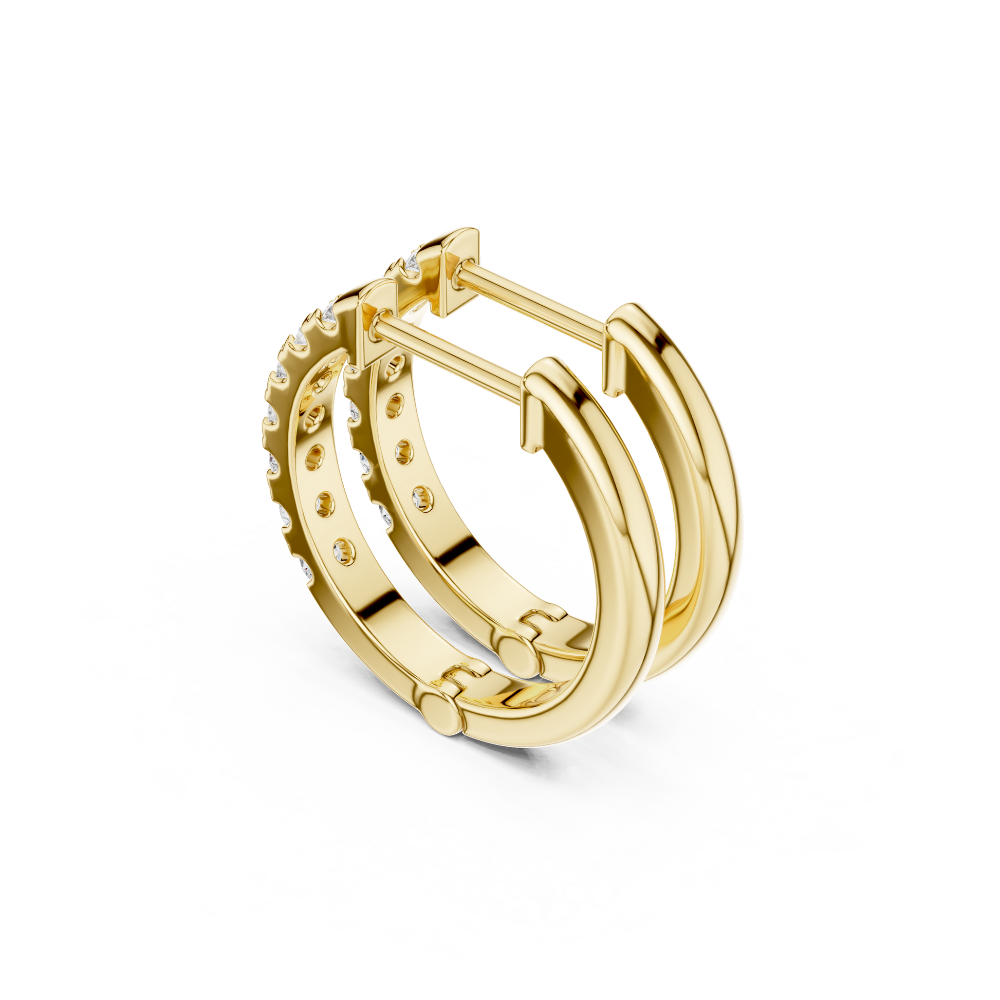 Round Cut Lab Grown Diamond Hoop Earrings in Yellow Gold