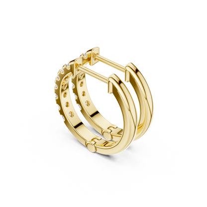 Round Cut Lab Grown Diamond Hoop Earrings in Yellow Gold