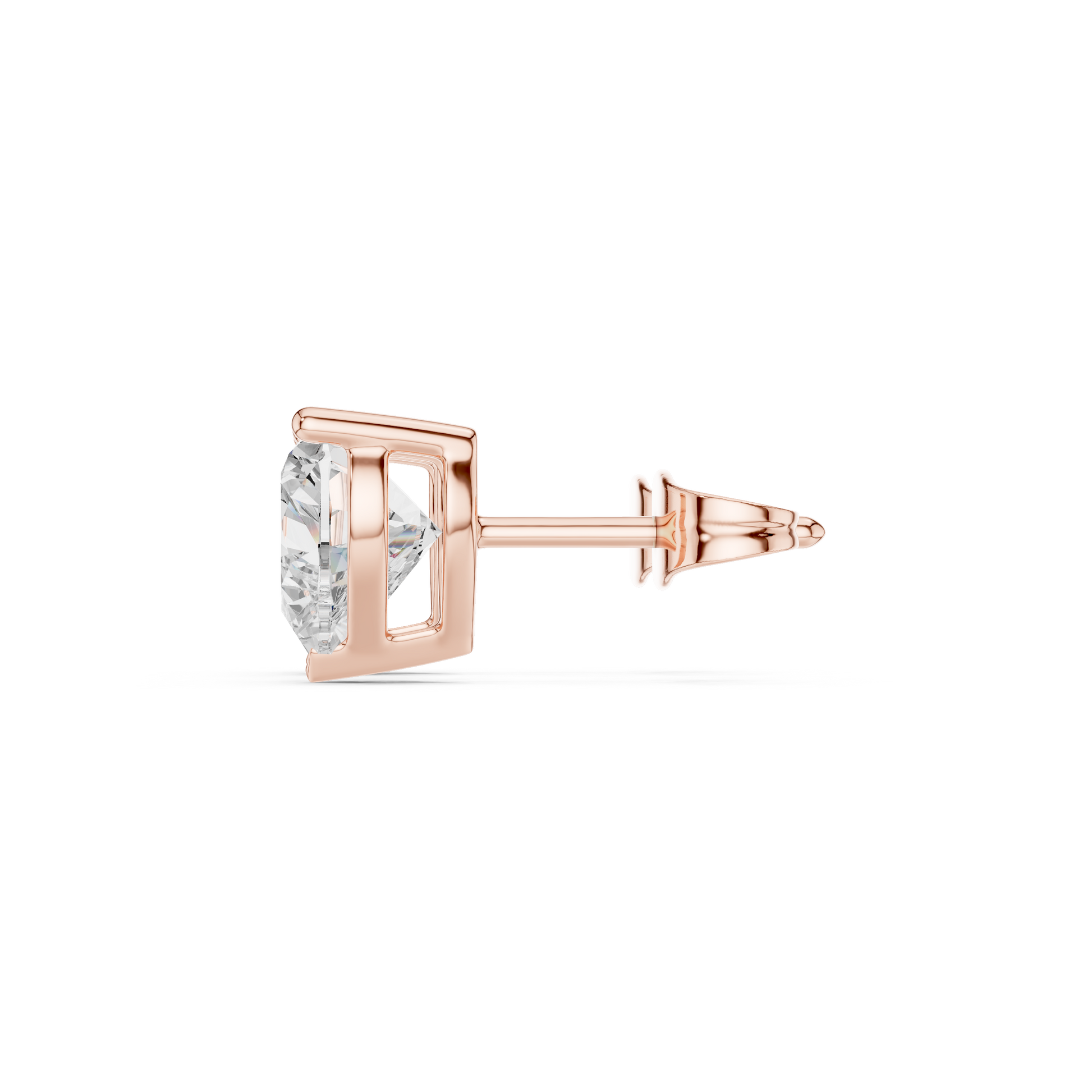 Heart Cut Lab Grown Diamond Stud Earrings in Rose Gold