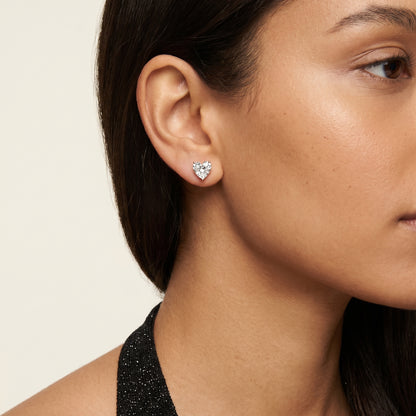 Heart Cut Lab Grown Diamond Stud Earrings in Rose Gold