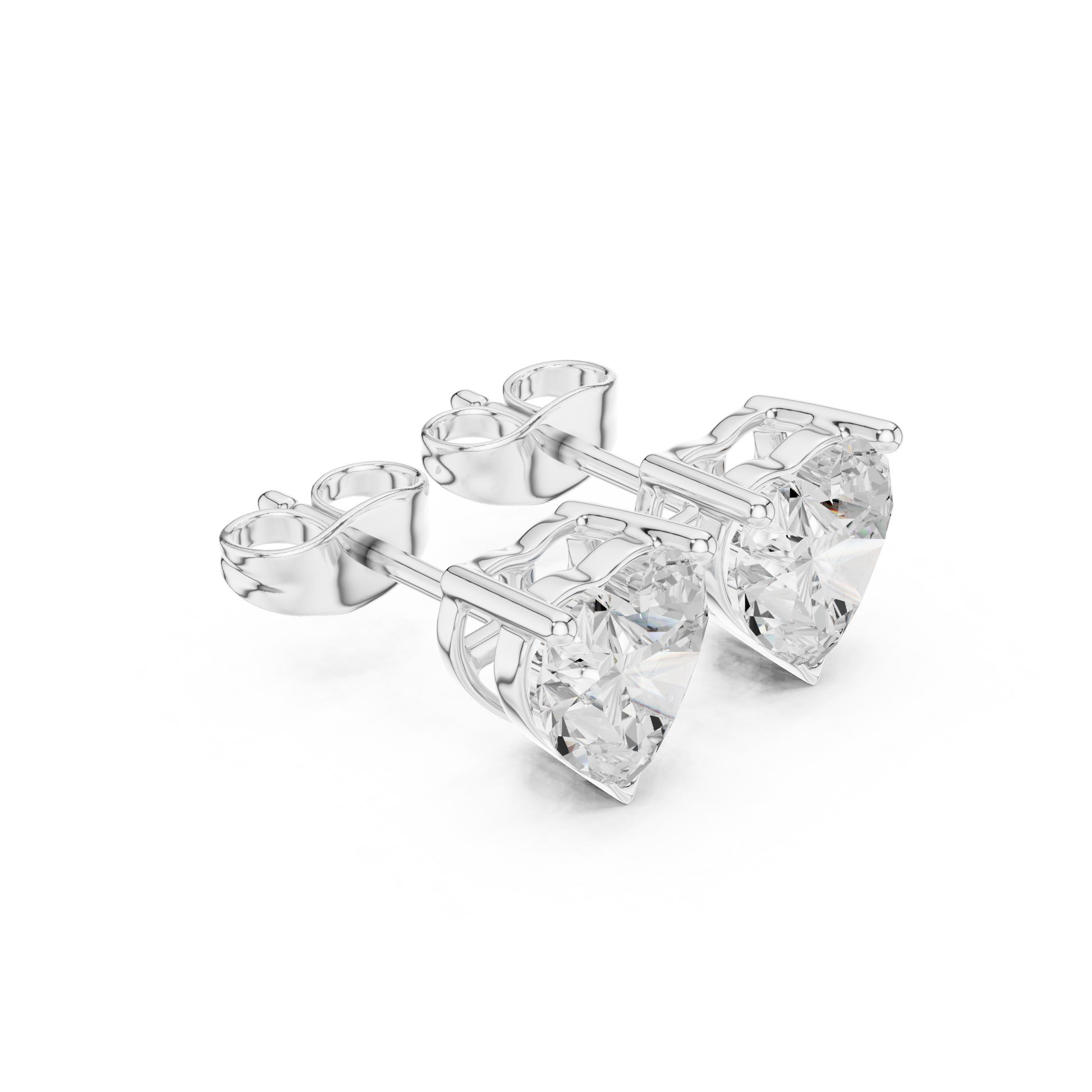 Heart Cut Lab Grown Diamond Stud Earrings in Platinum