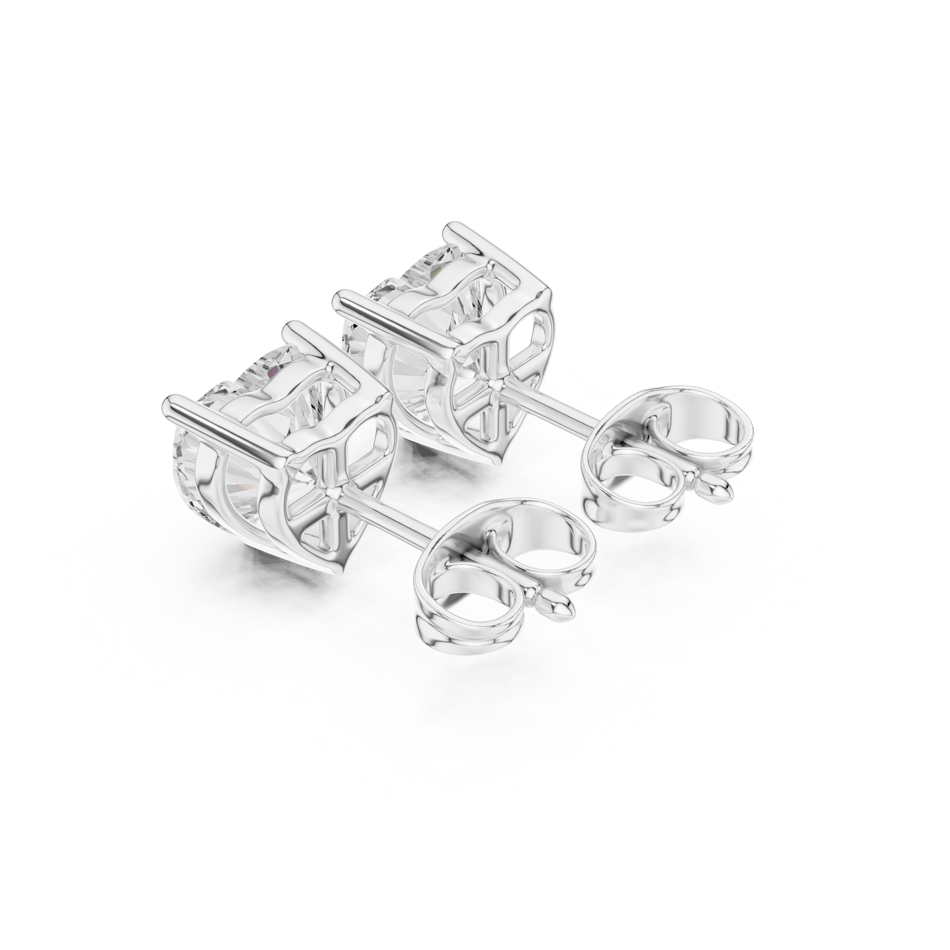 Heart Cut Lab Grown Diamond Stud Earrings in Platinum