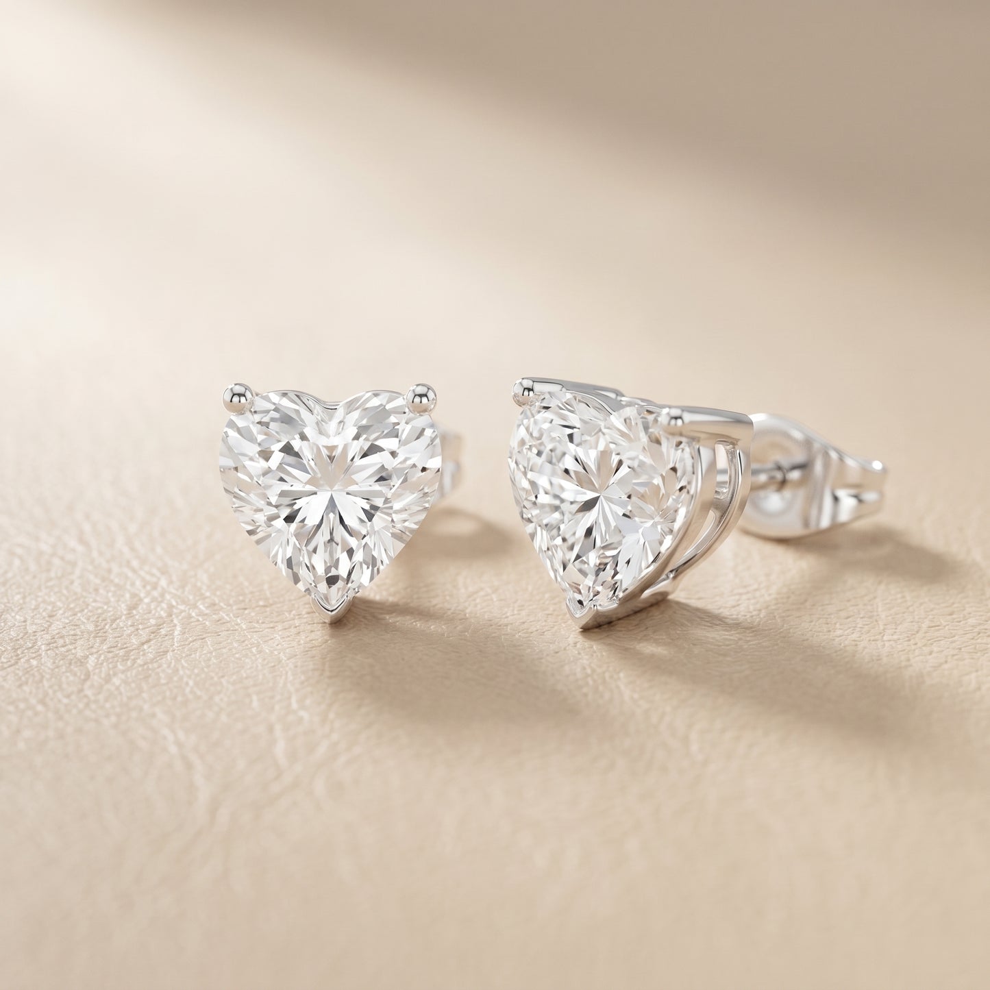 Heart Cut Lab Grown Diamond Stud Earrings in White Gold