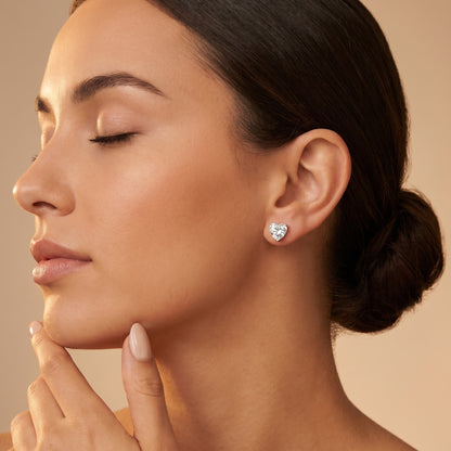 Heart Cut Lab Grown Diamond Stud Earrings in Platinum