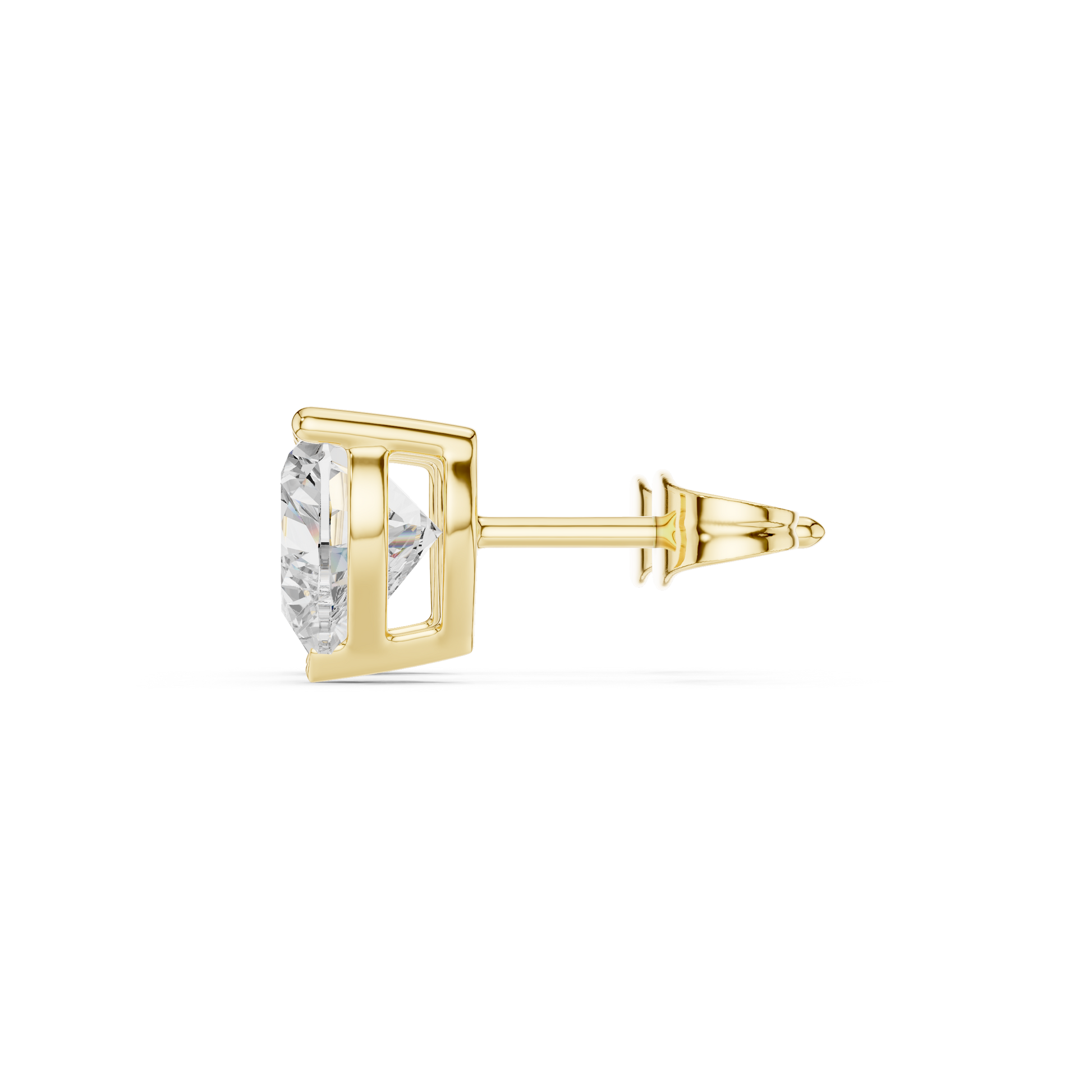 Heart Cut Lab Grown Diamond Stud Earrings in Yellow Gold