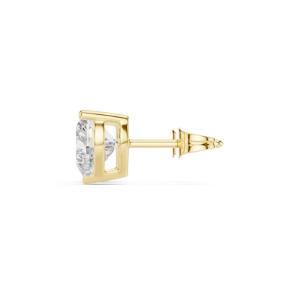 Heart Cut Lab Grown Diamond Stud Earrings in Yellow Gold