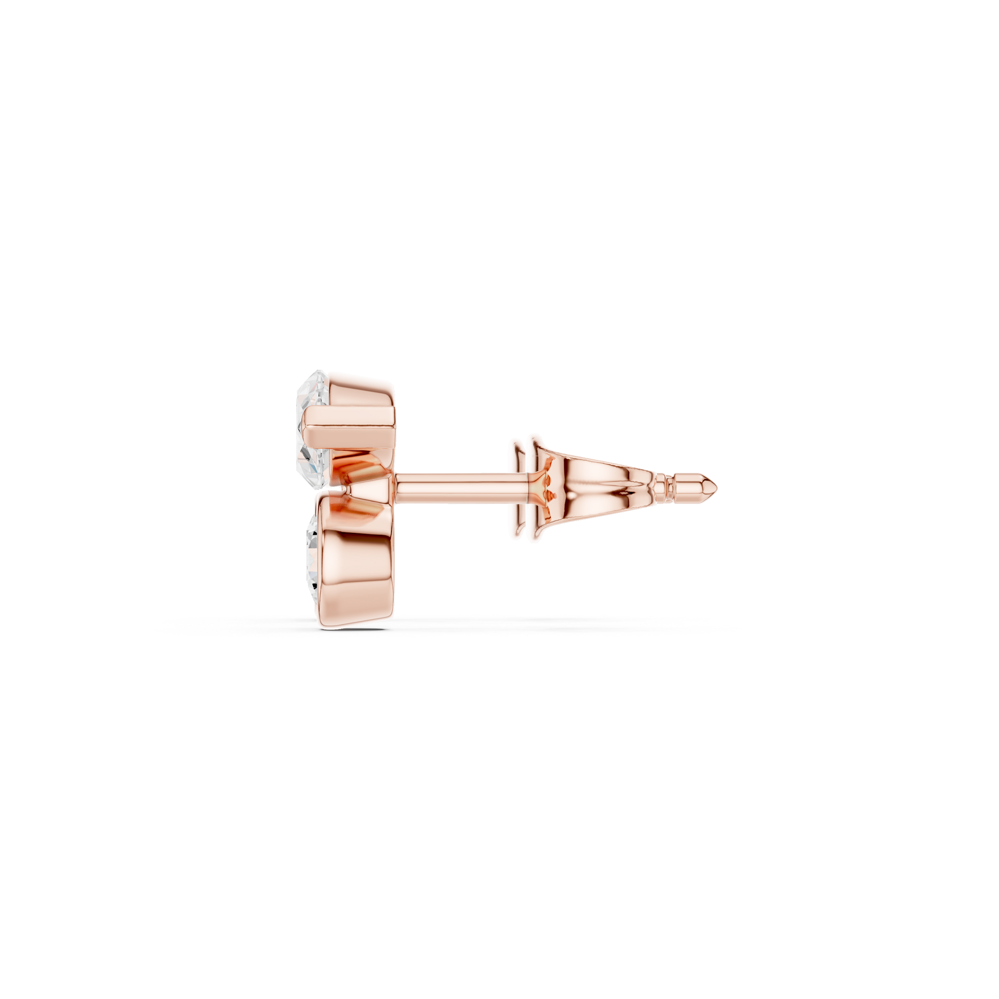 Marquise Round Cut Lab Grown Diamond Stud Earrings in Rose Gold