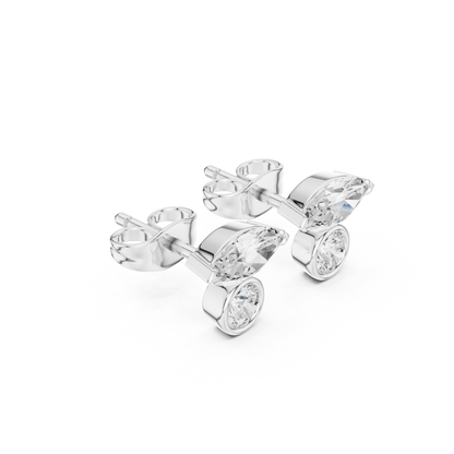 Marquise Round Cut Lab Grown Diamond Stud Earrings in Platinum
