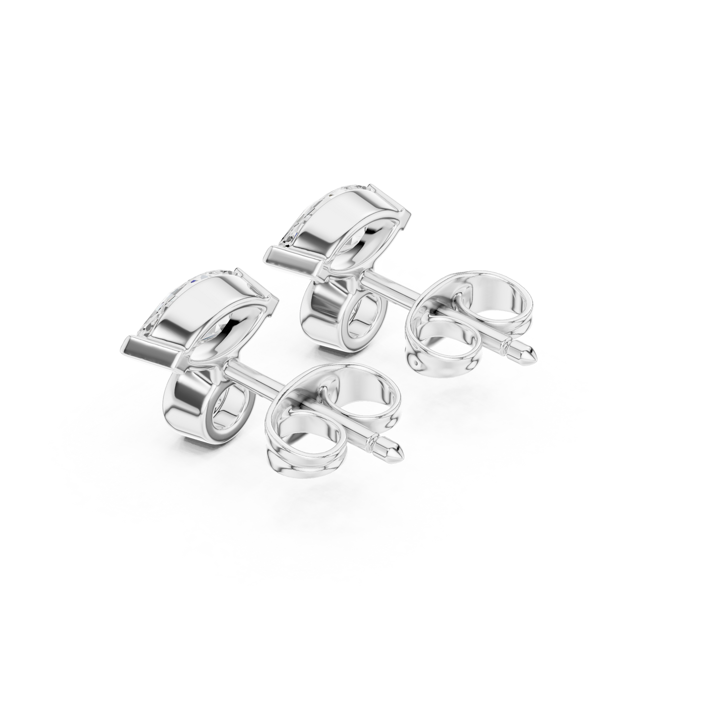 Marquise Round Cut Lab Grown Diamond Stud Earrings in White Gold