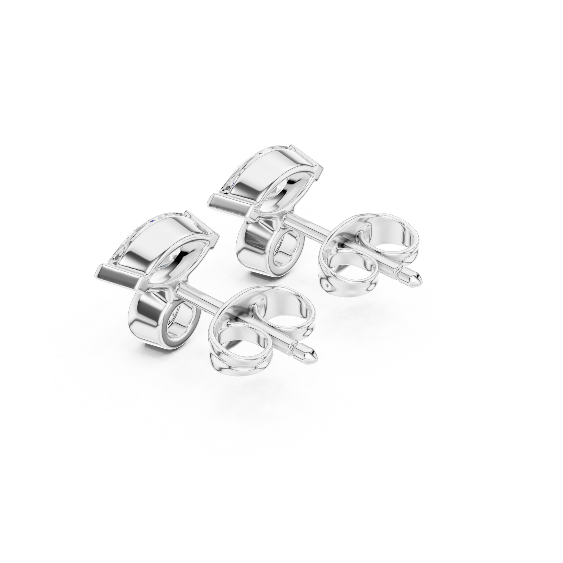 Marquise Round Cut Lab Grown Diamond Stud Earrings in Platinum