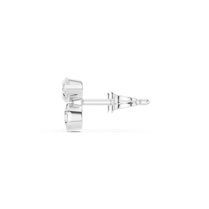 Marquise Round Cut Lab Grown Diamond Stud Earrings in White Gold