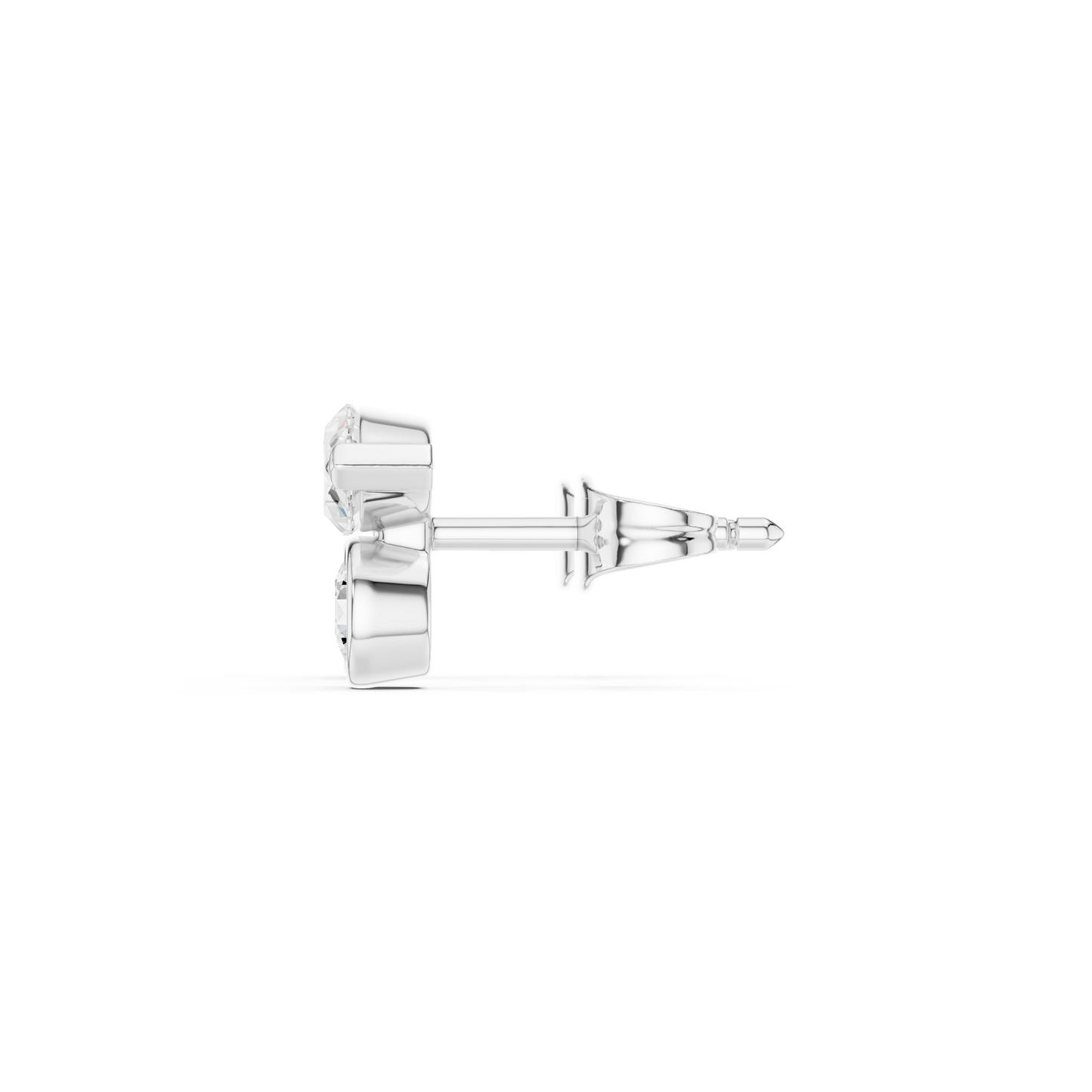 Marquise Round Cut Lab Grown Diamond Stud Earrings in Silver