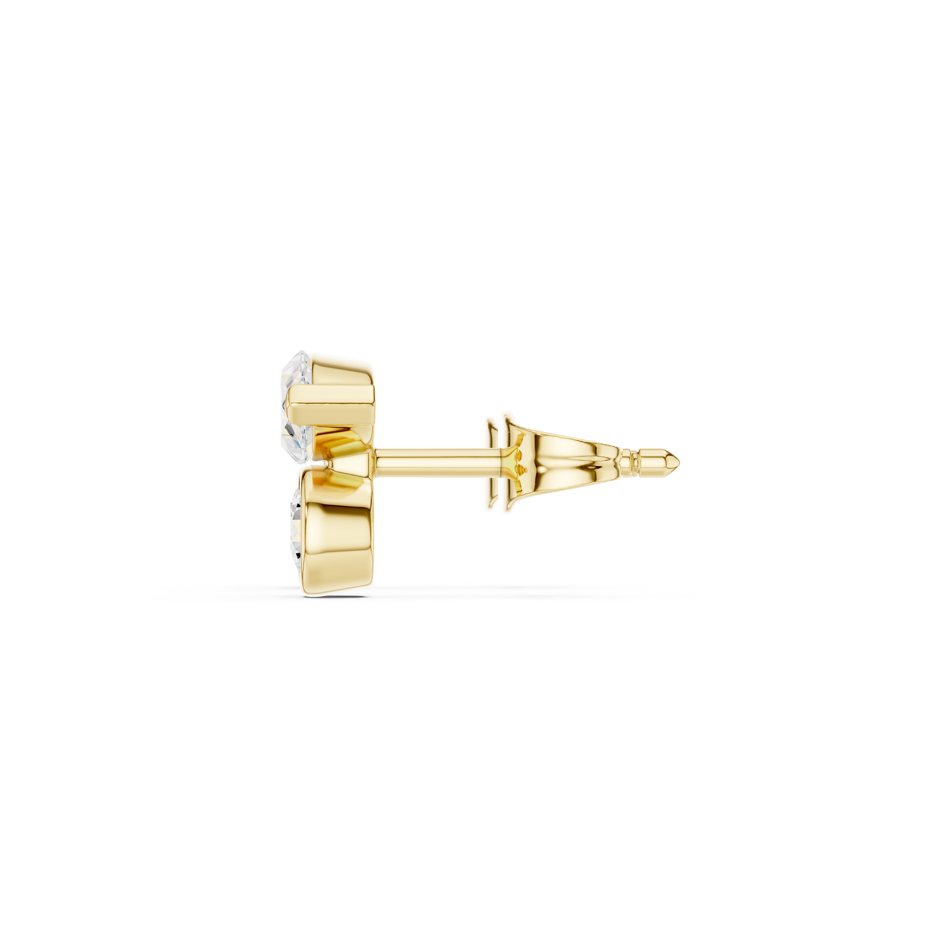 Marquise Round Cut Lab Grown Diamond Stud Earrings in Yellow Gold