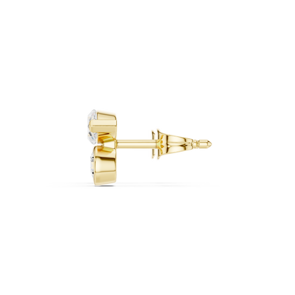 Marquise Round Cut Lab Grown Diamond Stud Earrings in Yellow Gold