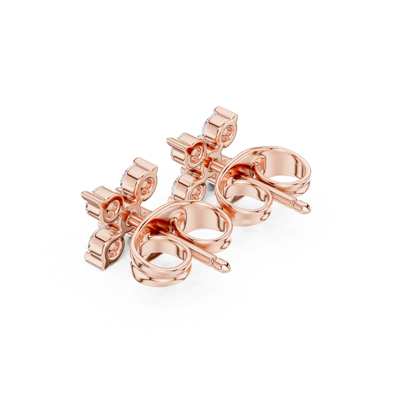 Round Cut Lab Grown Diamond Stud Earrings in Rose Gold