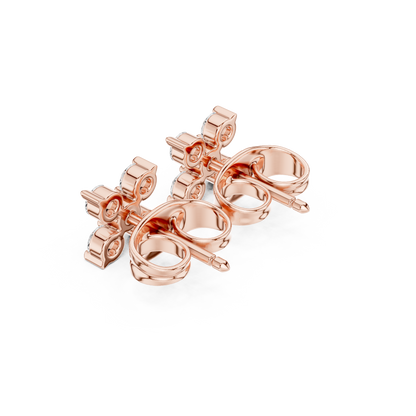 Round Cut Lab Grown Diamond Stud Earrings in Rose Gold