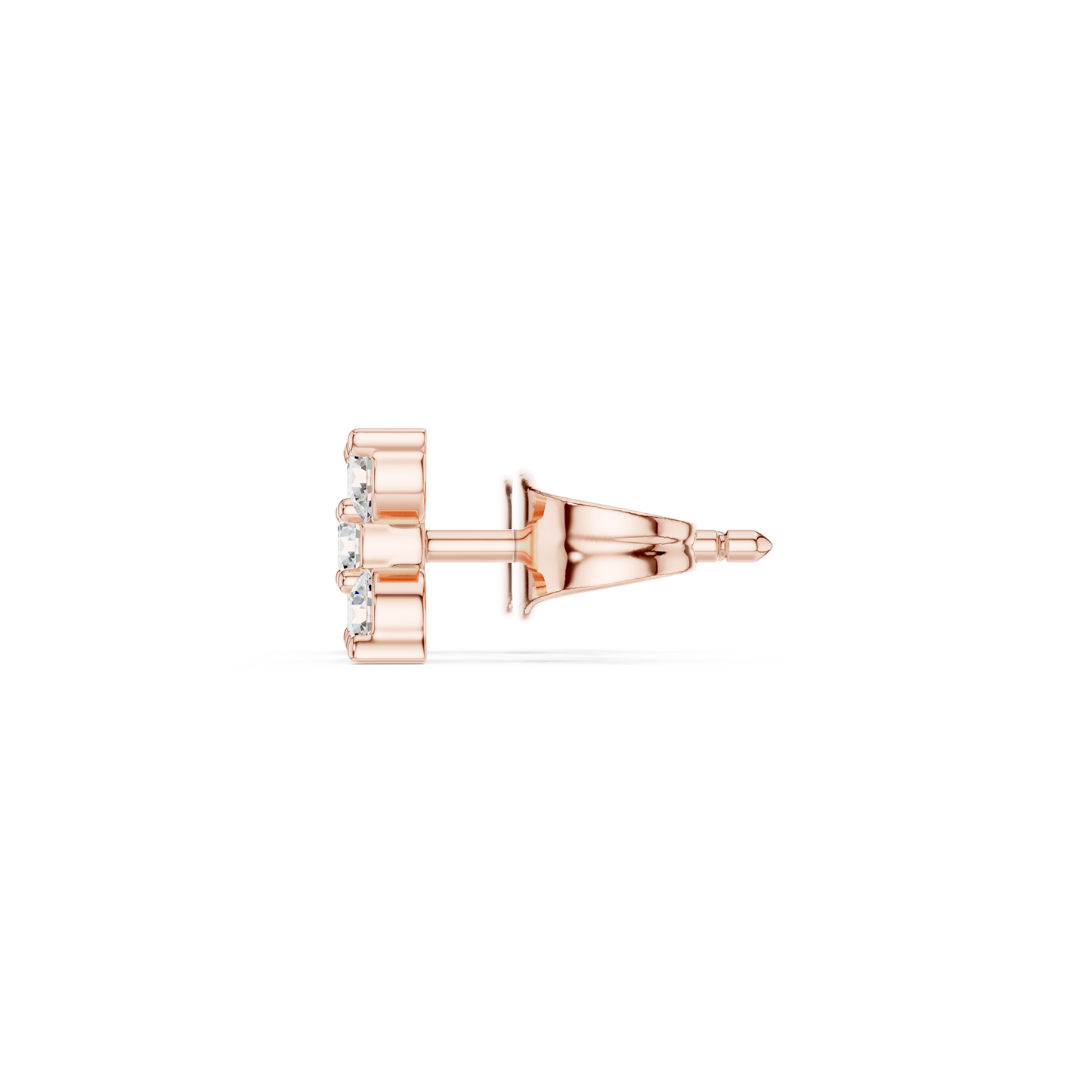 Round Cut Lab Grown Diamond Stud Earrings in Rose Gold