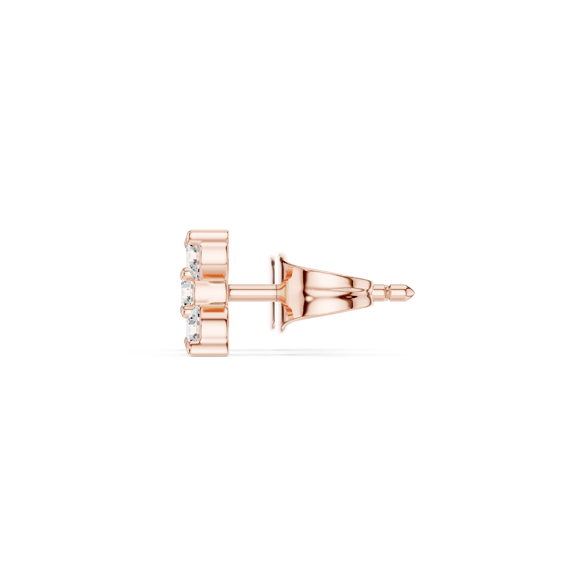 Round Cut Lab Grown Diamond Stud Earrings in Rose Gold