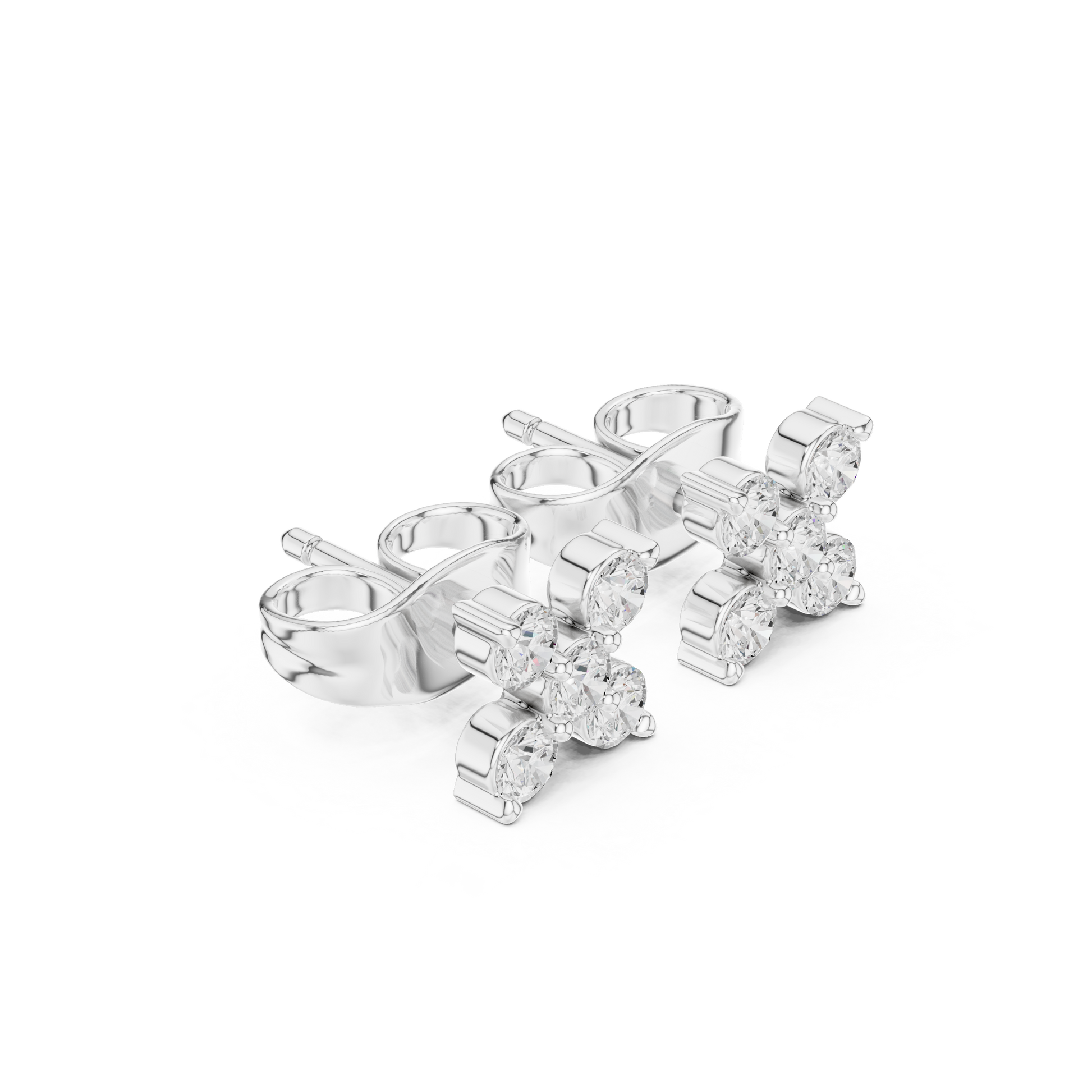 Round Cut Lab Grown Diamond Stud Earrings in Platinum