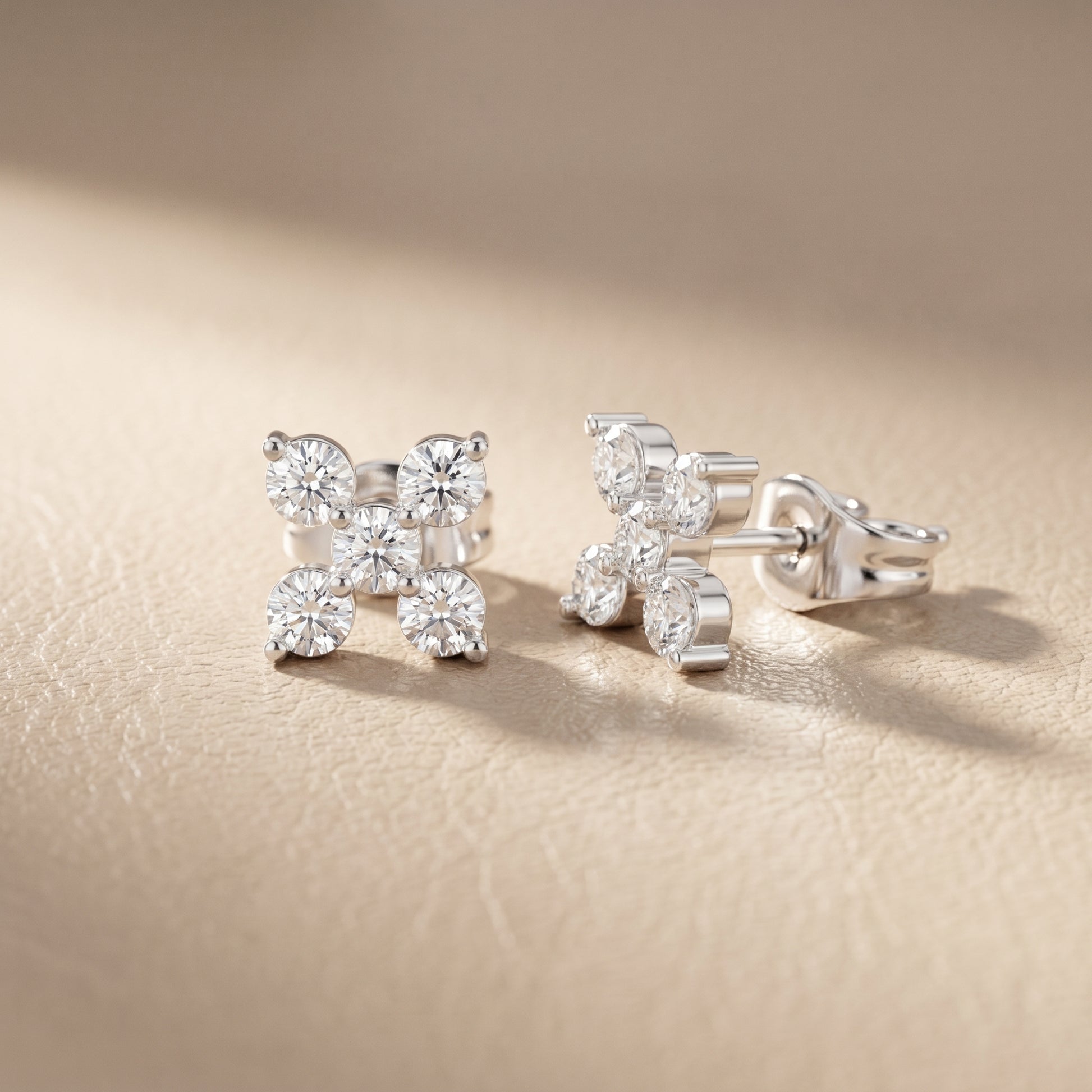 Round Cut Lab Grown Diamond Stud Earrings in Platinum