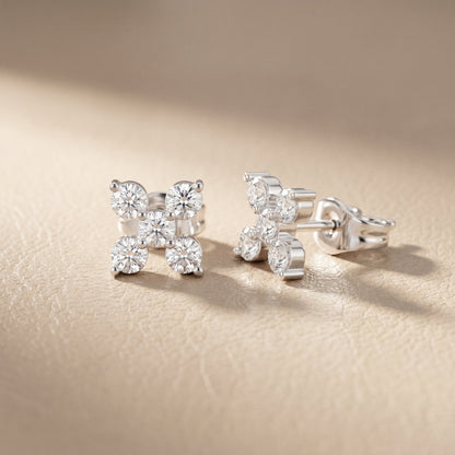 Round Cut Lab Grown Diamond Stud Earrings in Platinum