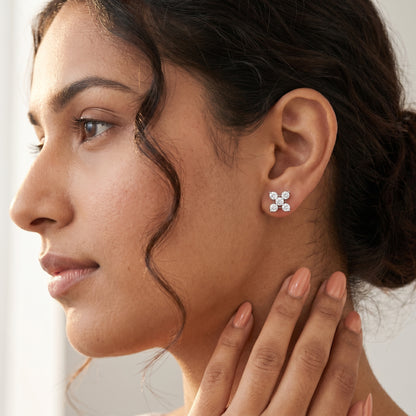 Round Cut Lab Grown Diamond Stud Earrings in Platinum