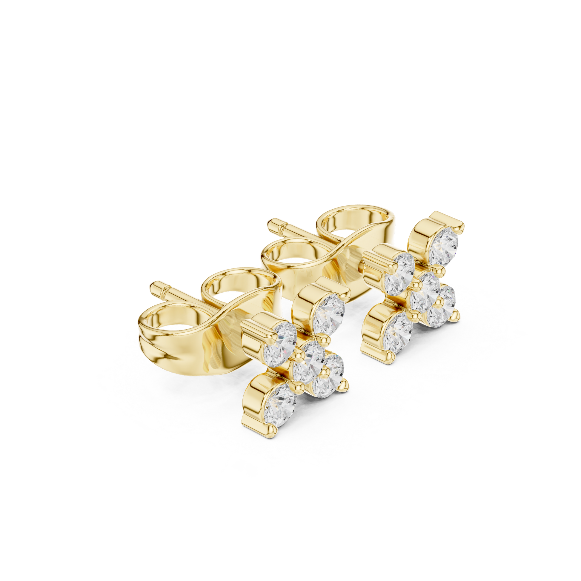 Round Cut Lab Grown Diamond Stud Earrings in Yellow Gold