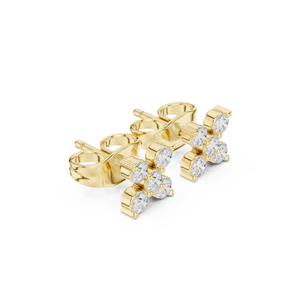 Round Cut Lab Grown Diamond Stud Earrings in Yellow Gold