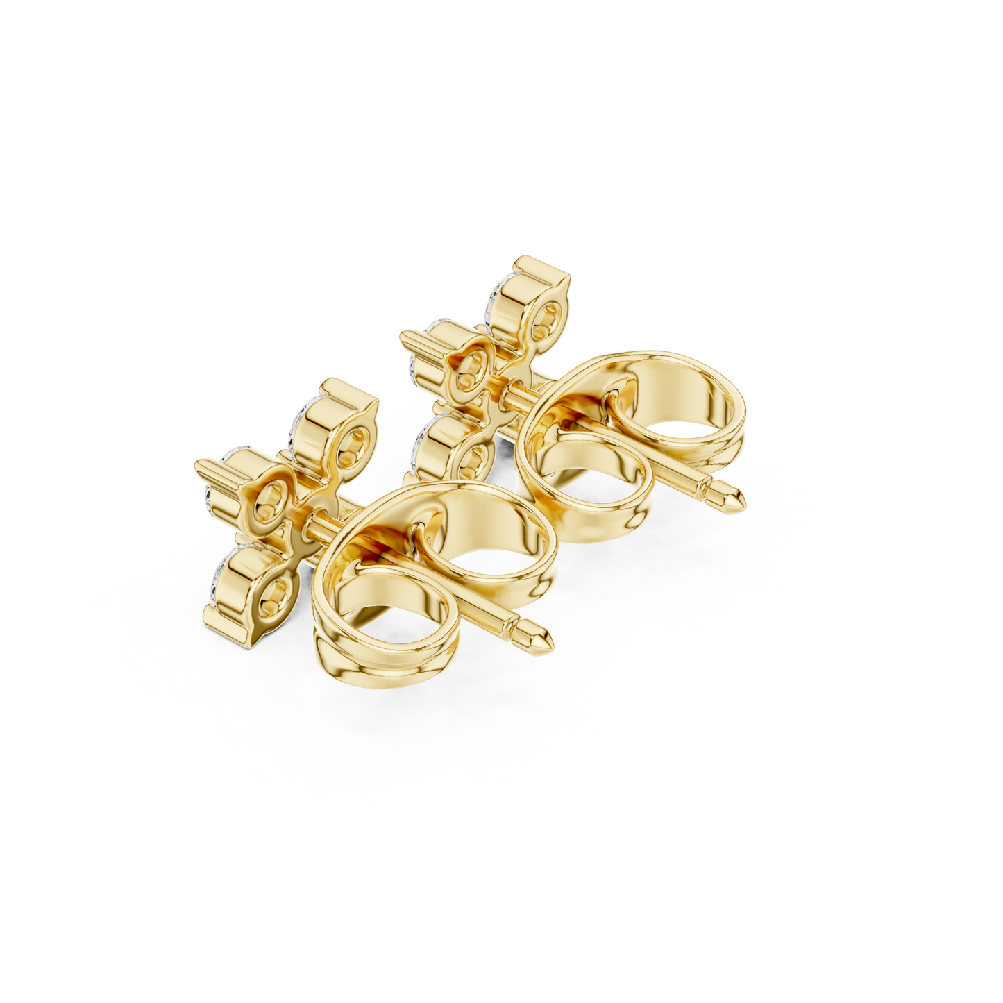 Round Cut Lab Grown Diamond Stud Earrings in Yellow Gold