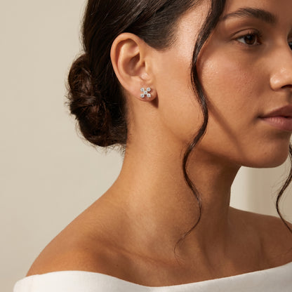 Round Cut Lab Grown Diamond Stud Earrings in Yellow Gold