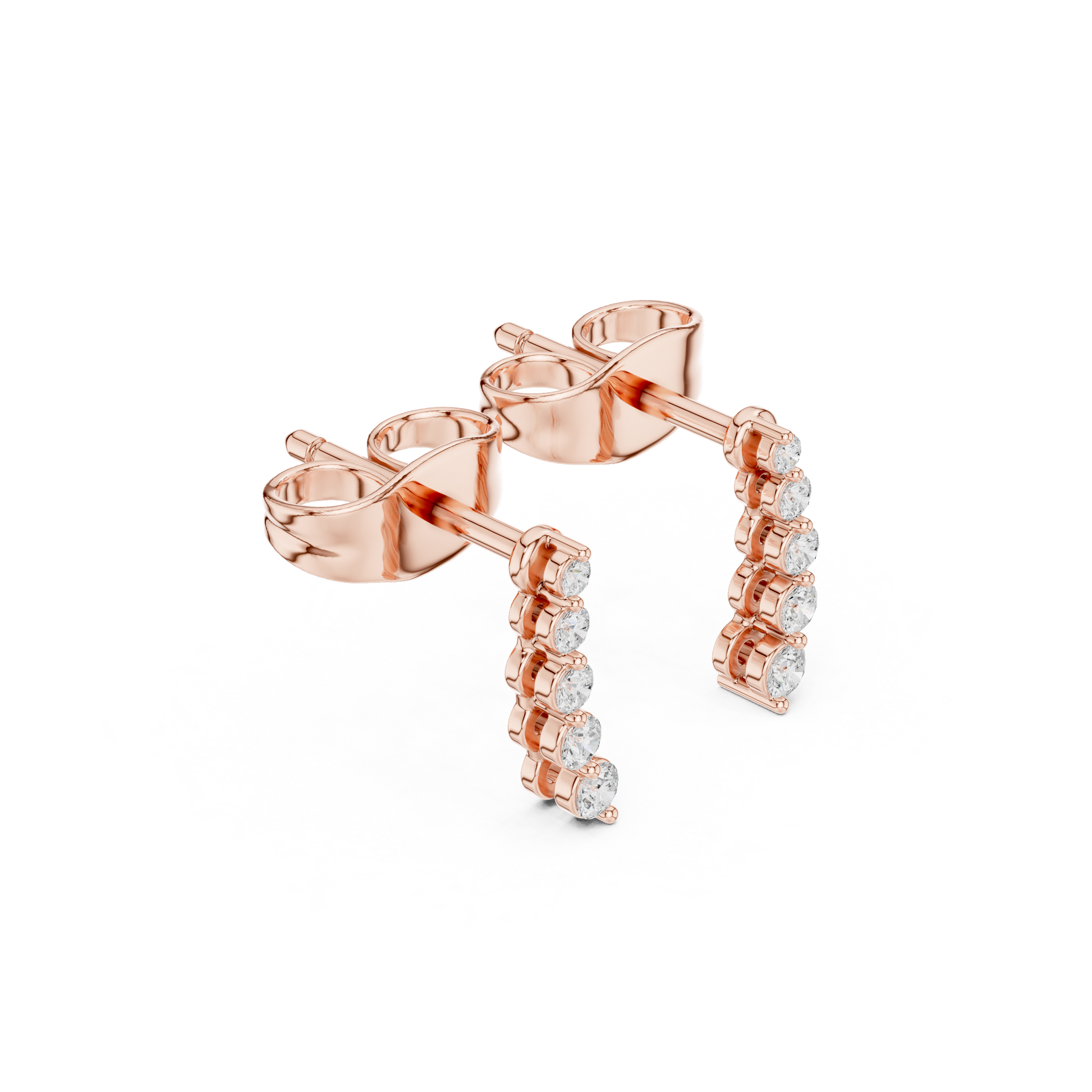 Round Cut Lab Grown Diamond Stud Earrings in Rose Gold