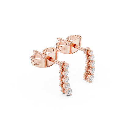 Round Cut Lab Grown Diamond Stud Earrings in Rose Gold