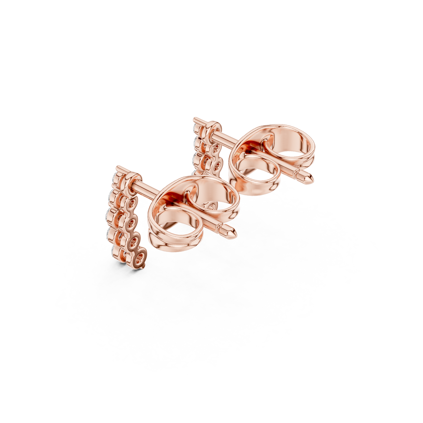 Round Cut Lab Grown Diamond Stud Earrings in Rose Gold