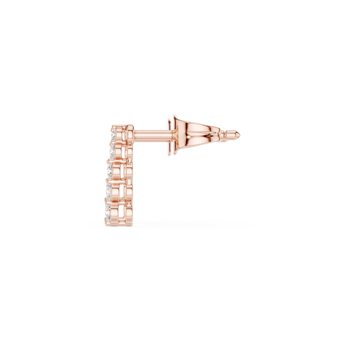 Round Cut Lab Grown Diamond Stud Earrings in Rose Gold