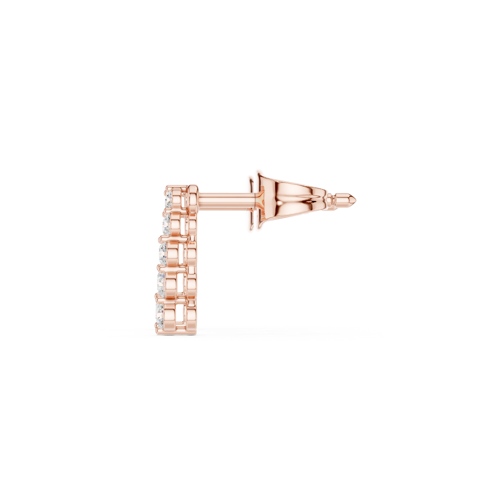 Round Cut Lab Grown Diamond Stud Earrings in Rose Gold