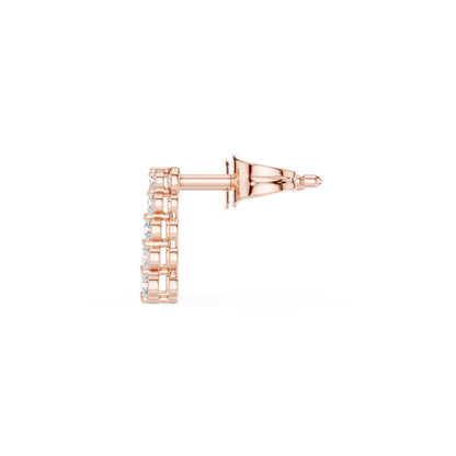 Round Cut Lab Grown Diamond Stud Earrings in Rose Gold
