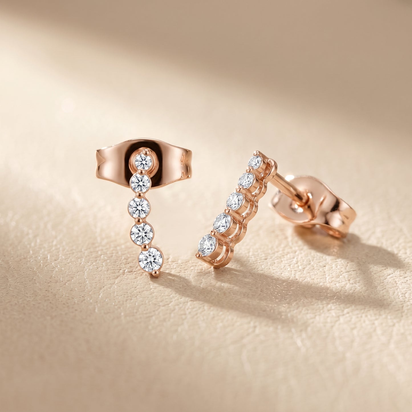 Round Cut Lab Grown Diamond Stud Earrings in Rose Gold
